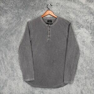 Goodlife Henley Shirt Mens L Gray 100% Cotton Long Sleeve Made In USA